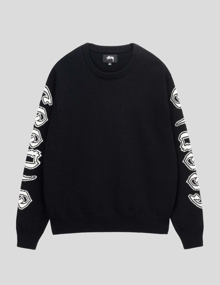 Sudadeira STUSSY sleeve logo sweater black